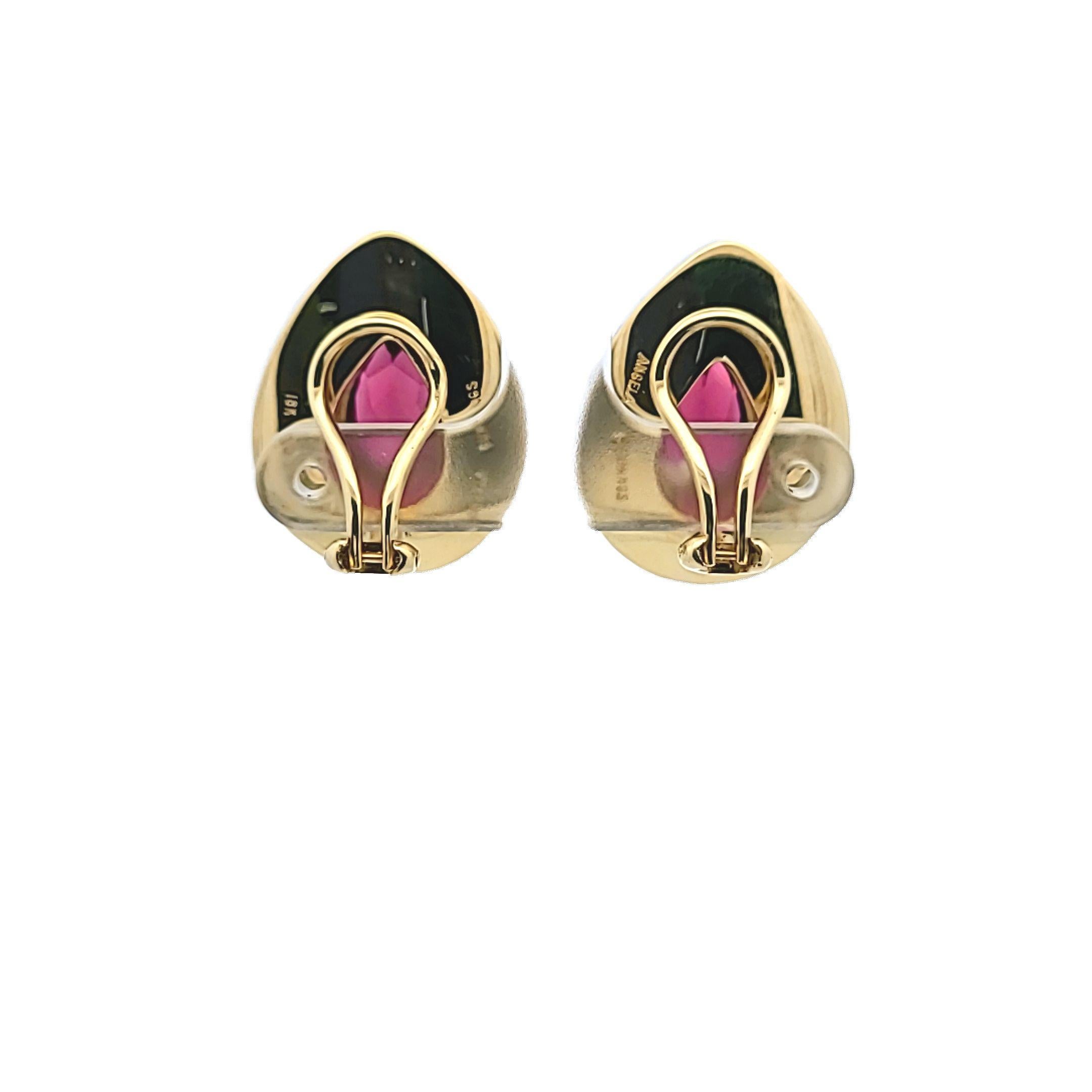 Tiffany & Co. Angela Cummings 12,5ct Turmalin Schwarz Jade 18K Gold Clip-Ohrring (Tropfenschliff) im Angebot