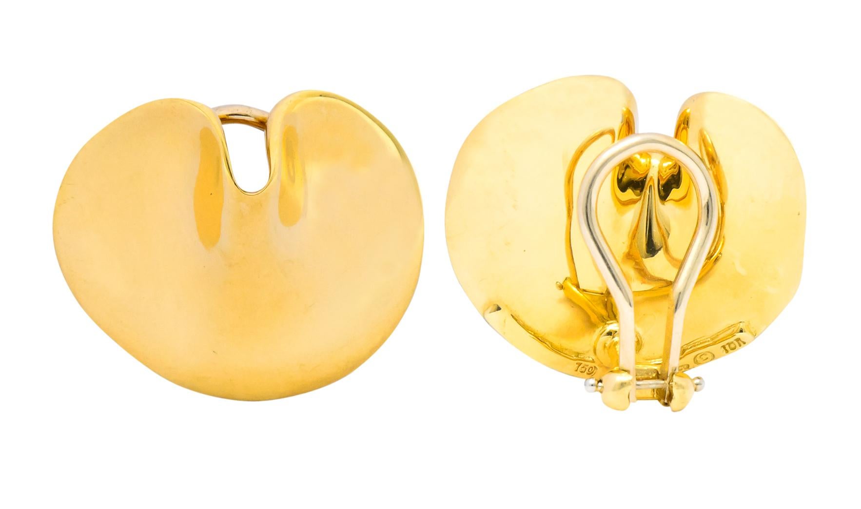 Tiffany & Co. Angela Cummings 18 Karat Gold Lily Pad Ear-Clip Earrings 3