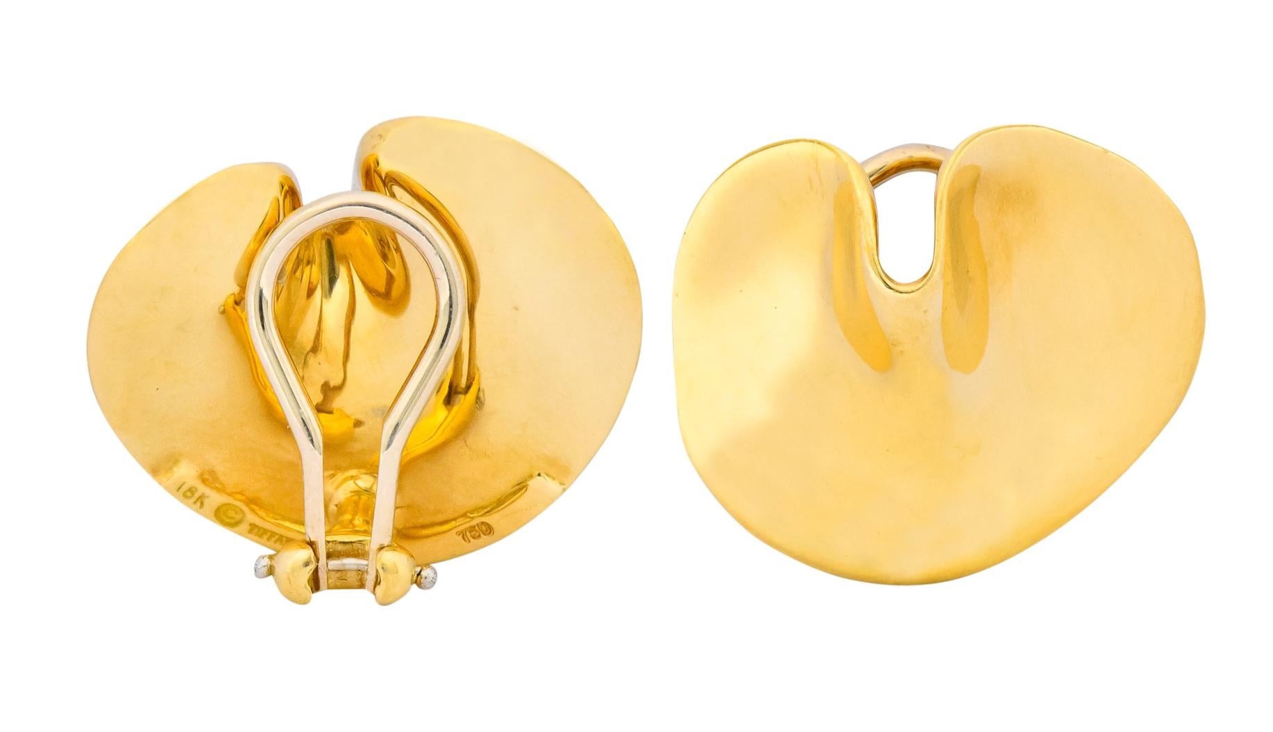 Tiffany & Co. Angela Cummings 18 Karat Gold Lily Pad Ear-Clip Earrings 4