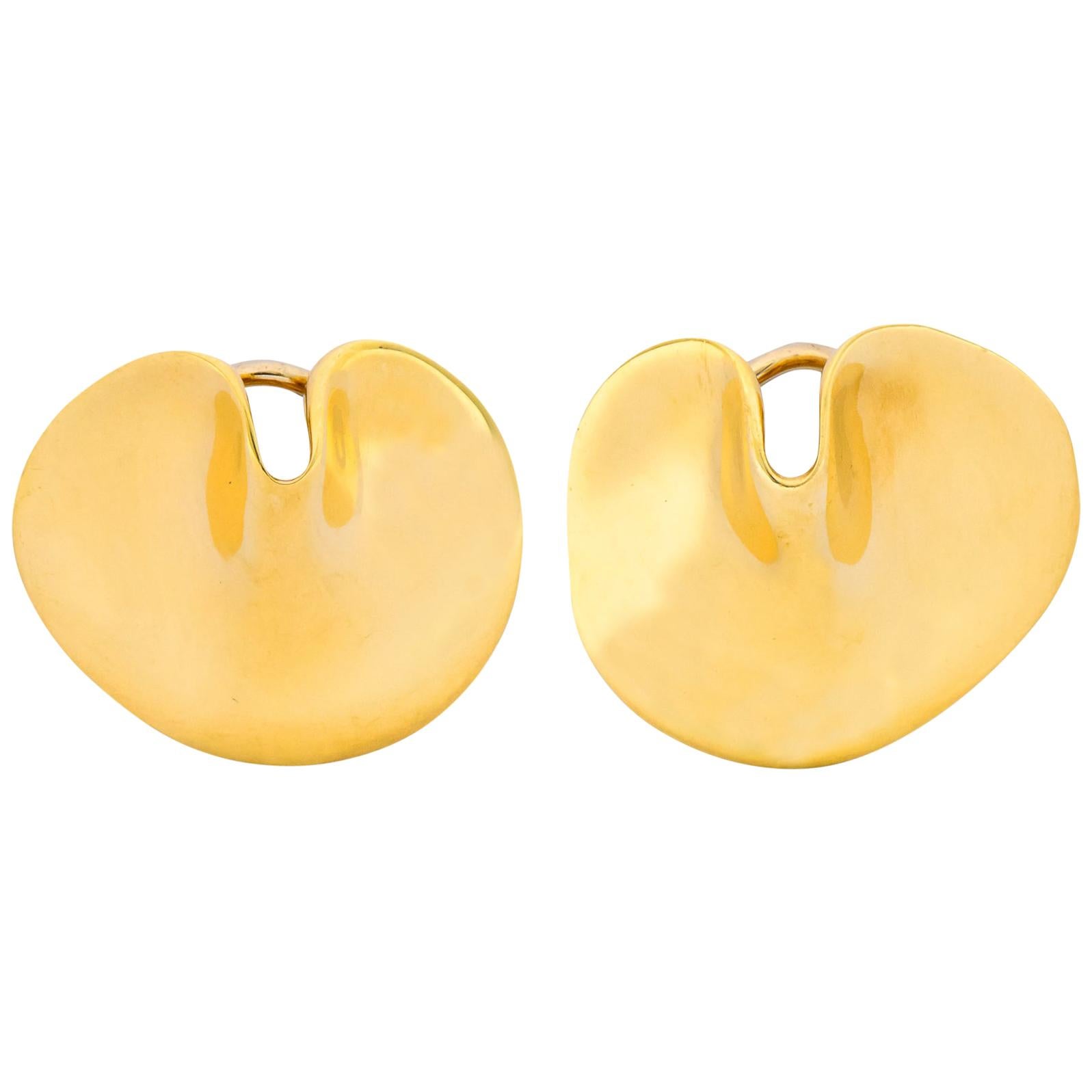 Tiffany & Co. Angela Cummings 18 Karat Gold Lily Pad Ear-Clip Earrings