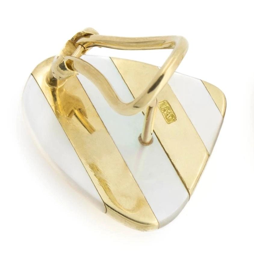 TIFFANY & Co. Angela Cummings 18K Gold Inlay Mother of Pearl Earrings For Sale 5