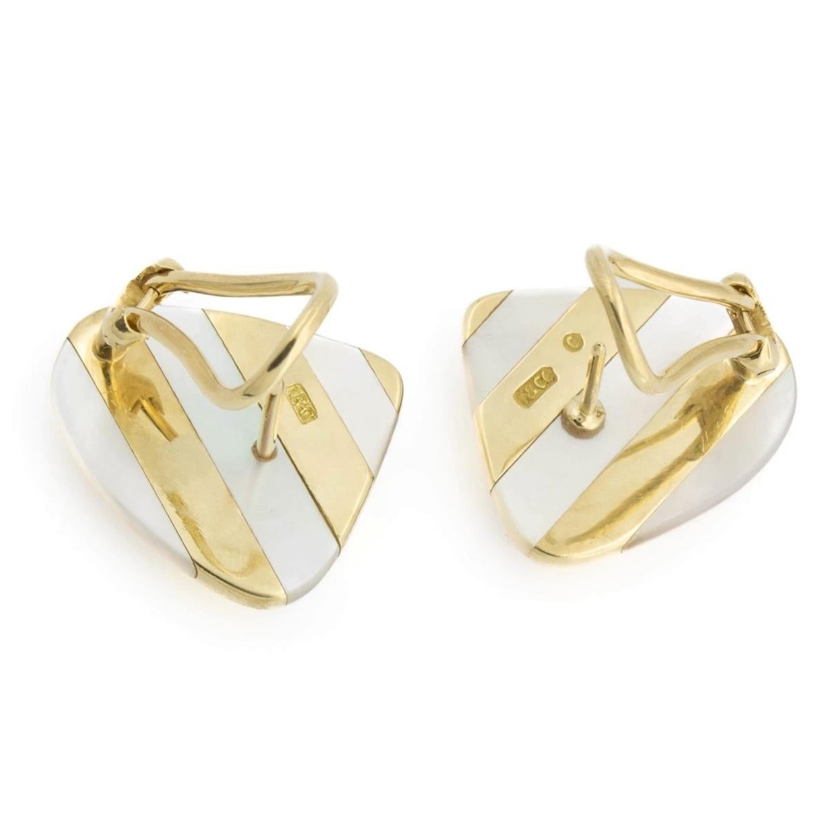 TIFFANY & Co. Angela Cummings 18K Gold Inlay Mother of Pearl Earrings For Sale 1