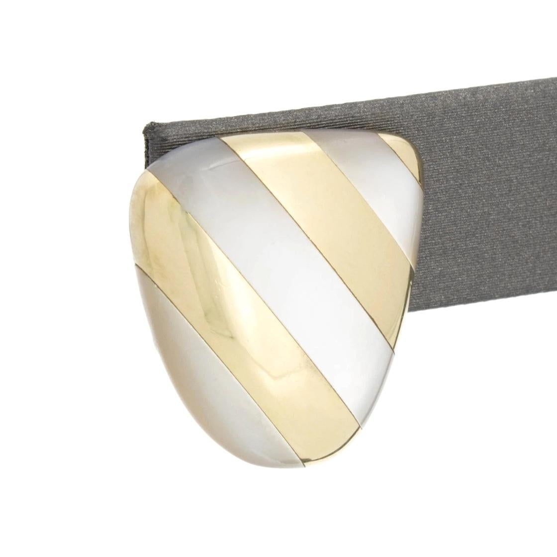 TIFFANY & Co. Angela Cummings 18K Gold Inlay Mother of Pearl Earrings For Sale 2
