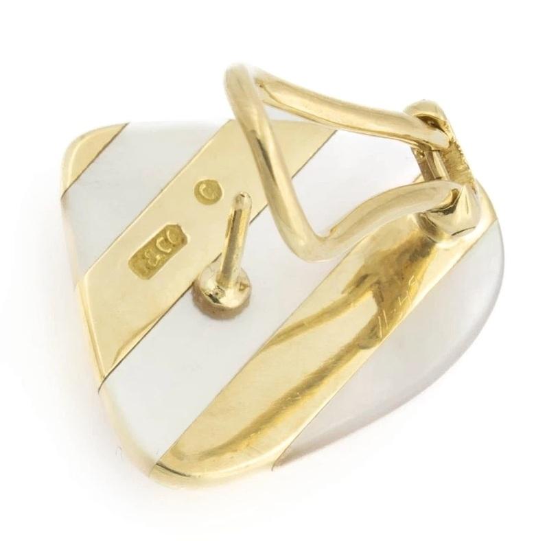 TIFFANY & Co. Angela Cummings 18K Gold Inlay Mother of Pearl Earrings For Sale 4