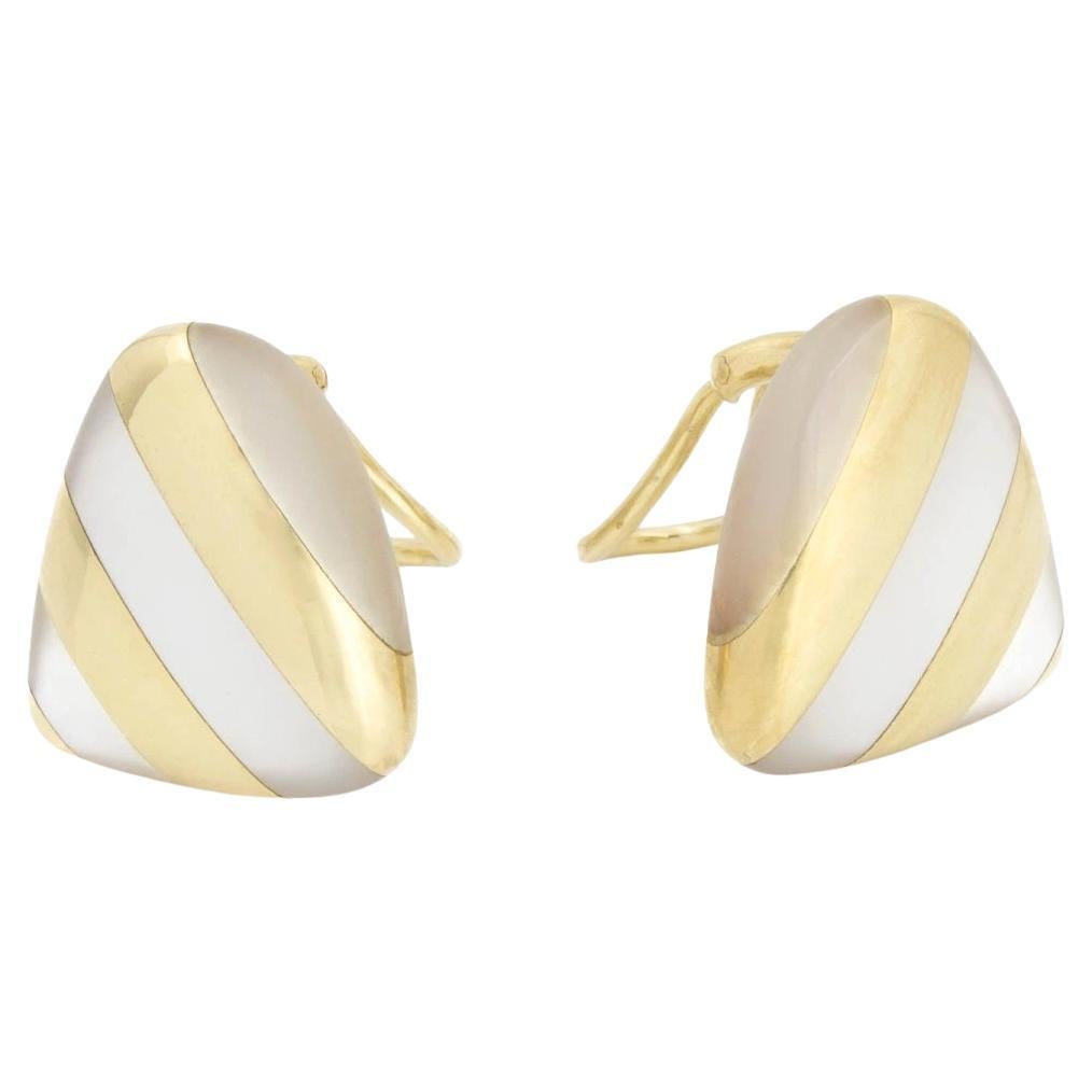 TIFFANY & Co. Angela Cummings 18K Gold Inlay Mother of Pearl Earrings For Sale