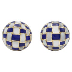 Tiffany & Co. Angela Cummings 18K Gold Lapis Lazuli & Mother of Pearl Earrings