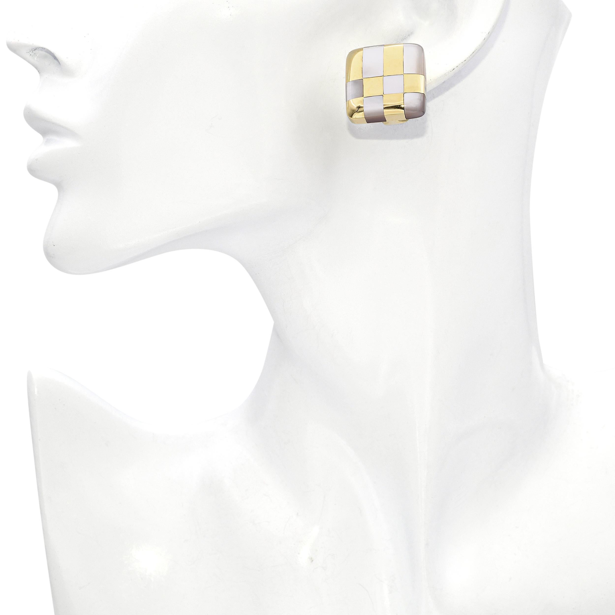 Tiffany & Co. Angela Cummings 18k Gold Perlmutt Schachbrett Ohrringe (Moderne) im Angebot