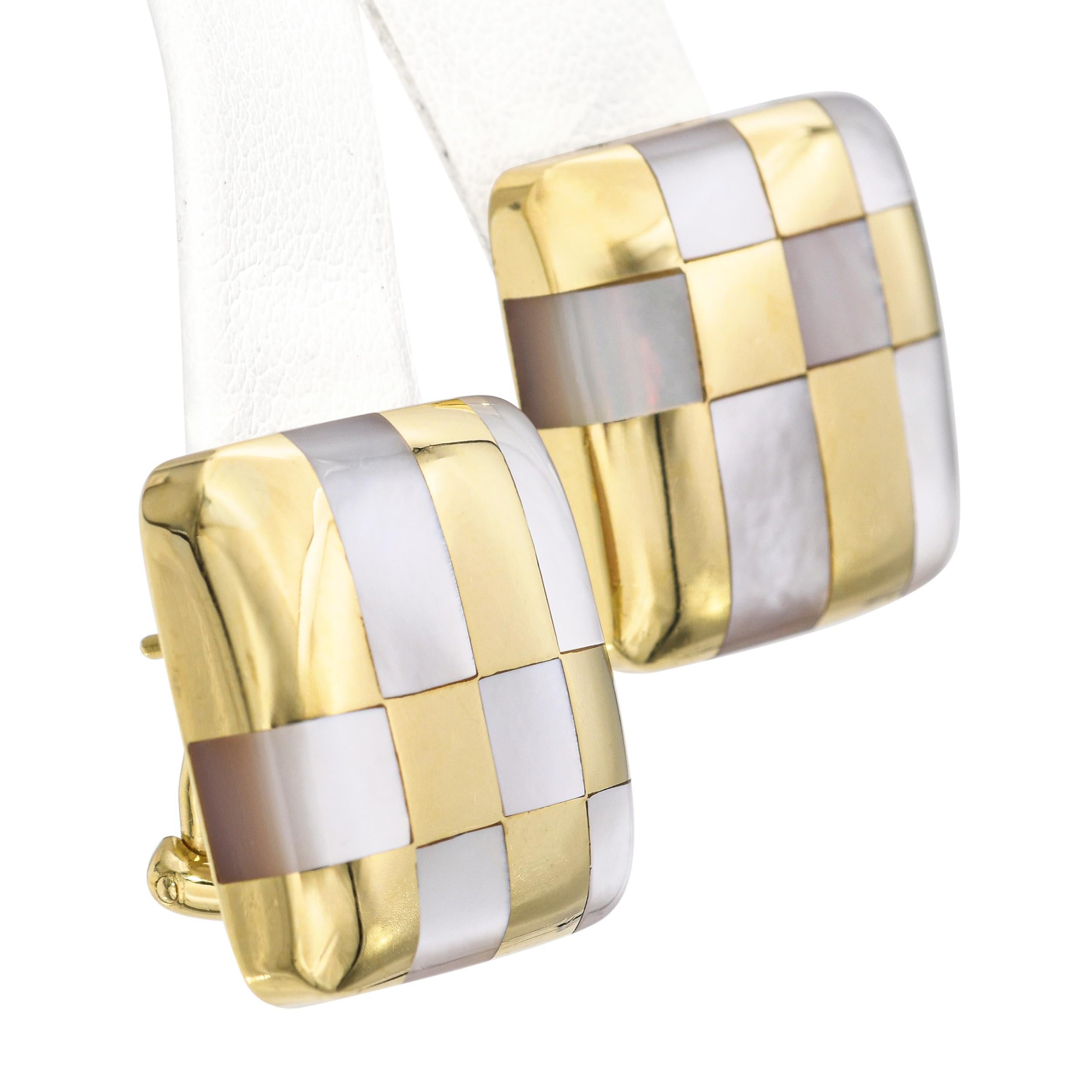 Tiffany & Co. Angela Cummings 18k Gold Perlmutt Schachbrett Ohrringe im Angebot 2