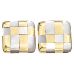 Tiffany & Co. Angela Cummings Boucles d'oreilles damier en or 18 carats et nacre