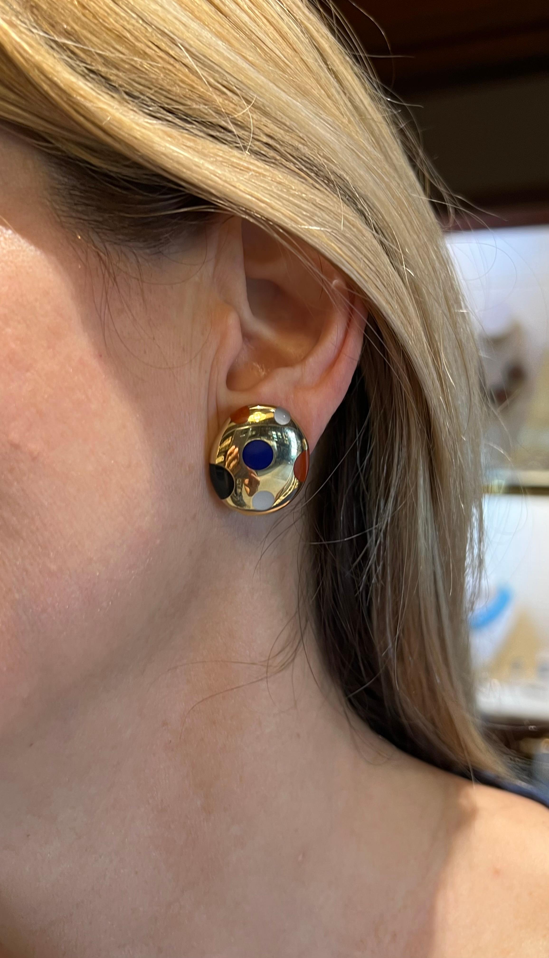 Round Cut Tiffany & Co. Angela Cummings 18k Gold Multi-Gem Dot Earrings For Sale