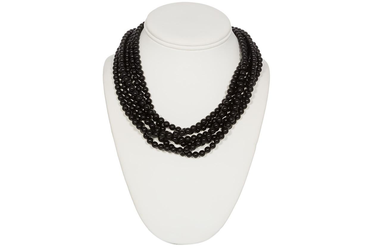 Contemporary Tiffany & Co. Angela Cummings 18 Karat Gold and Onyx Bead Multi Strand Necklace