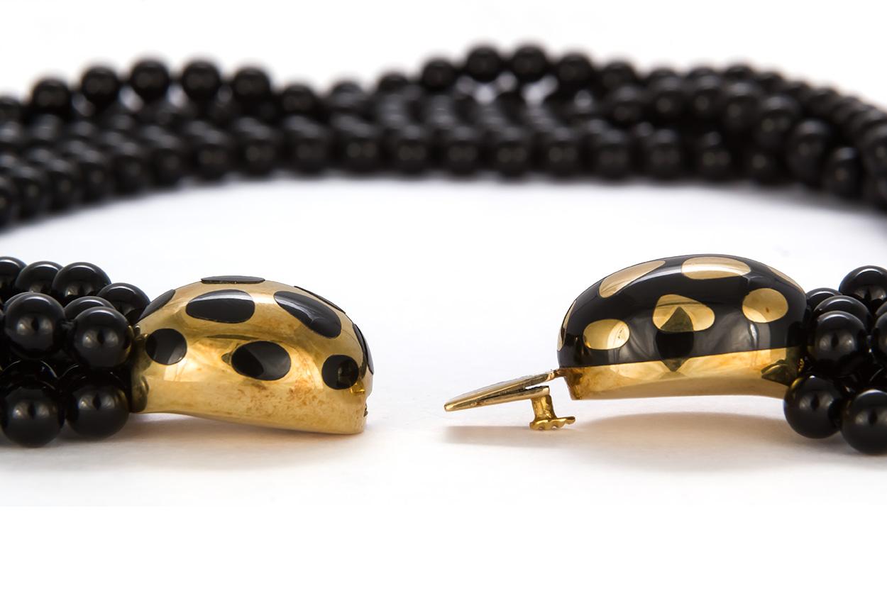 Tiffany & Co. Angela Cummings 18 Karat Gold and Onyx Bead Multi Strand Necklace 3