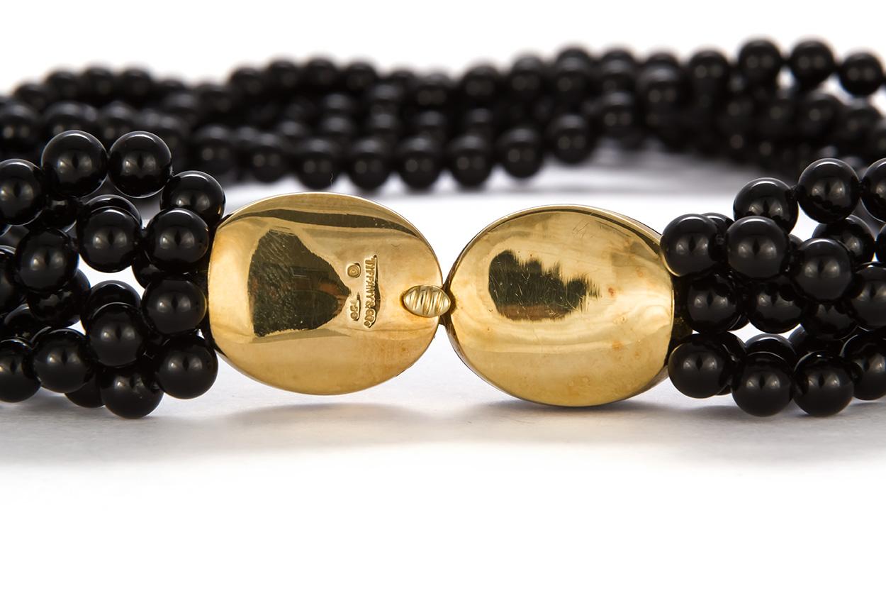 Tiffany & Co. Angela Cummings 18 Karat Gold and Onyx Bead Multi Strand Necklace 5