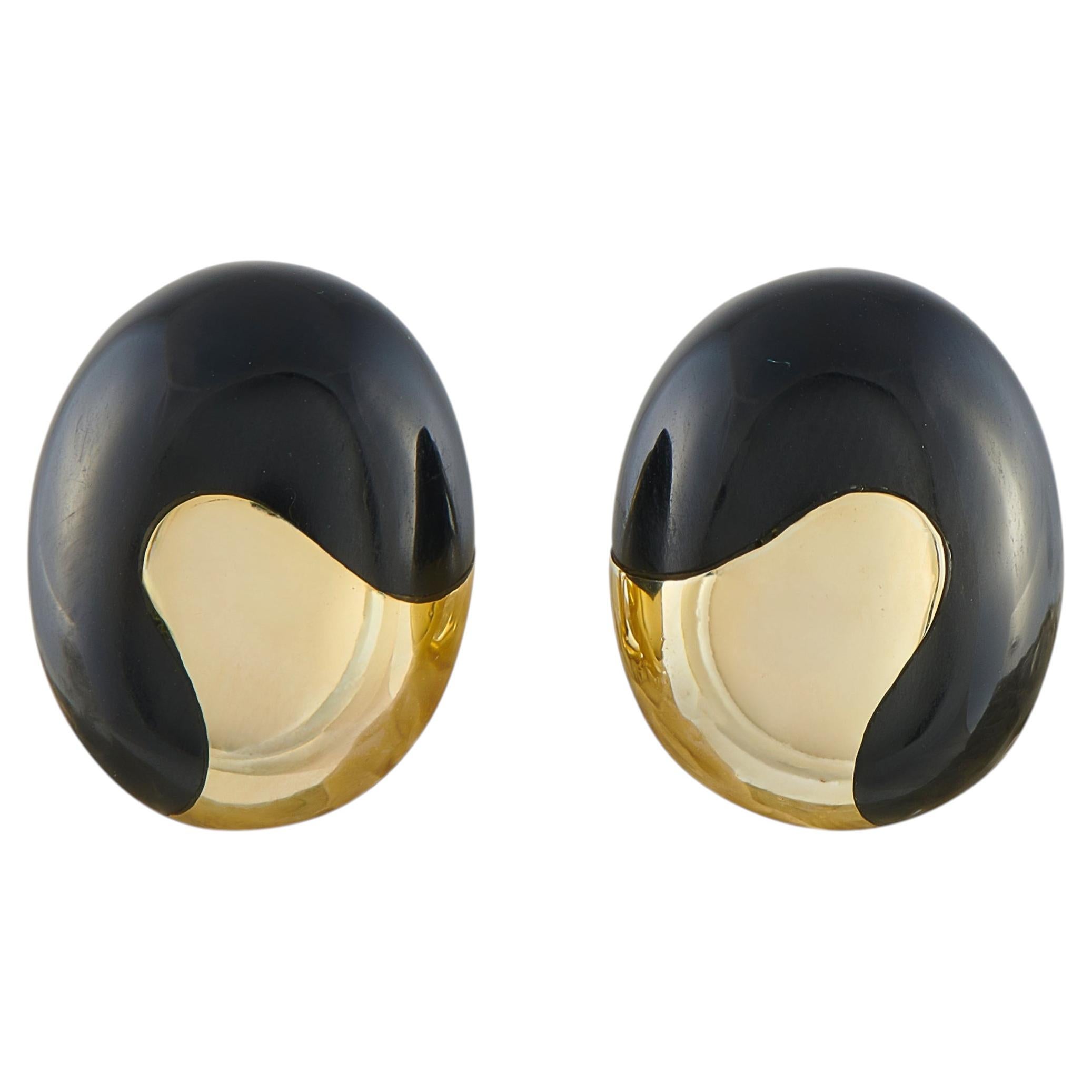 Tiffany & Co. Angela Cummings 18K Gold & Onyx Clip On Earrings
