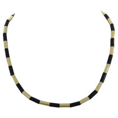 TIFFANY & CO. ANGELA CUMMINGS 18k Gelbgold & Schwarze Jade Tube Choker-Halskette