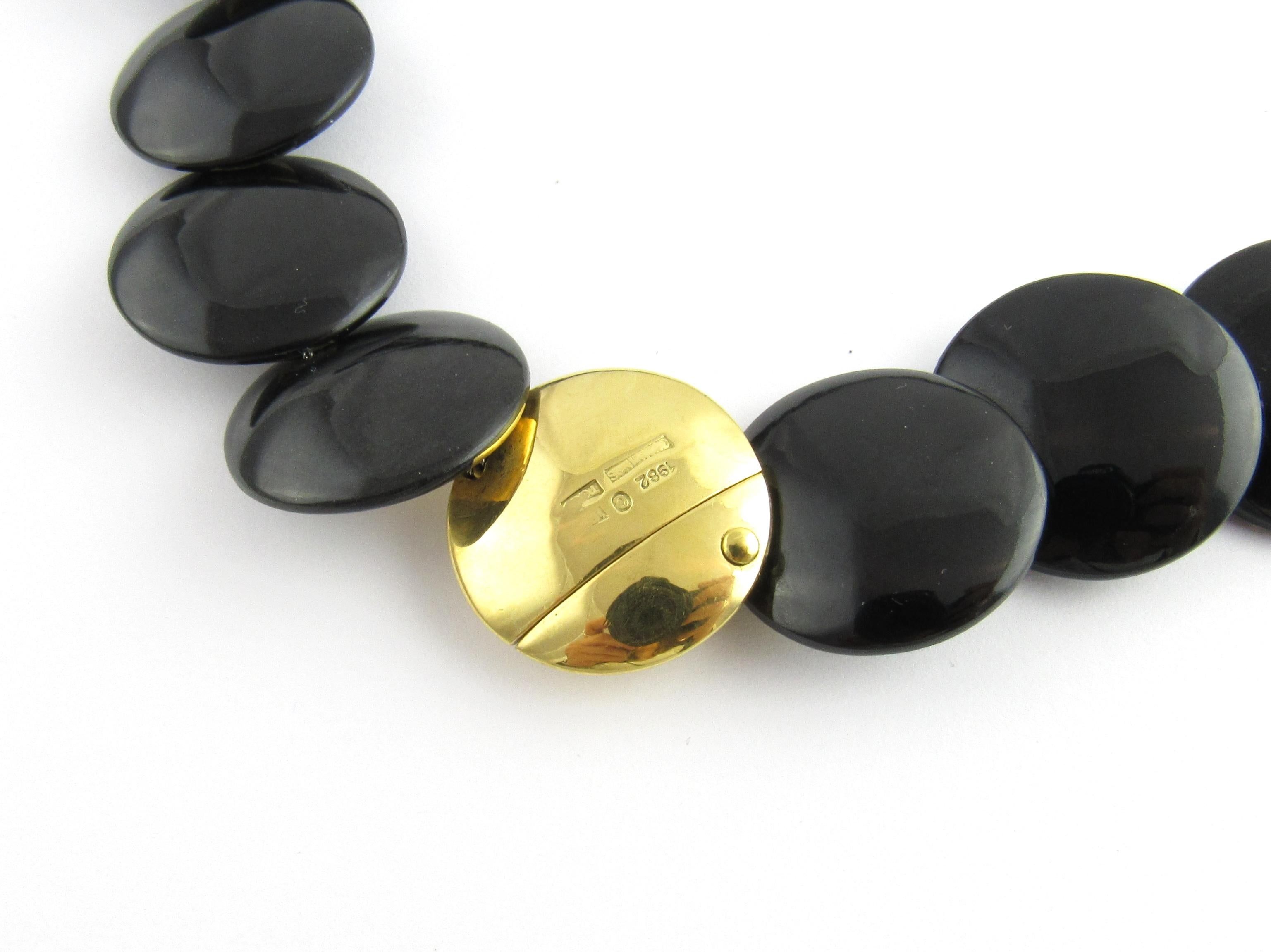 Tiffany & Co. Angela Cummings 18 Karat Gold Black Onyx Lentil Disc Necklace In Good Condition In Washington Depot, CT