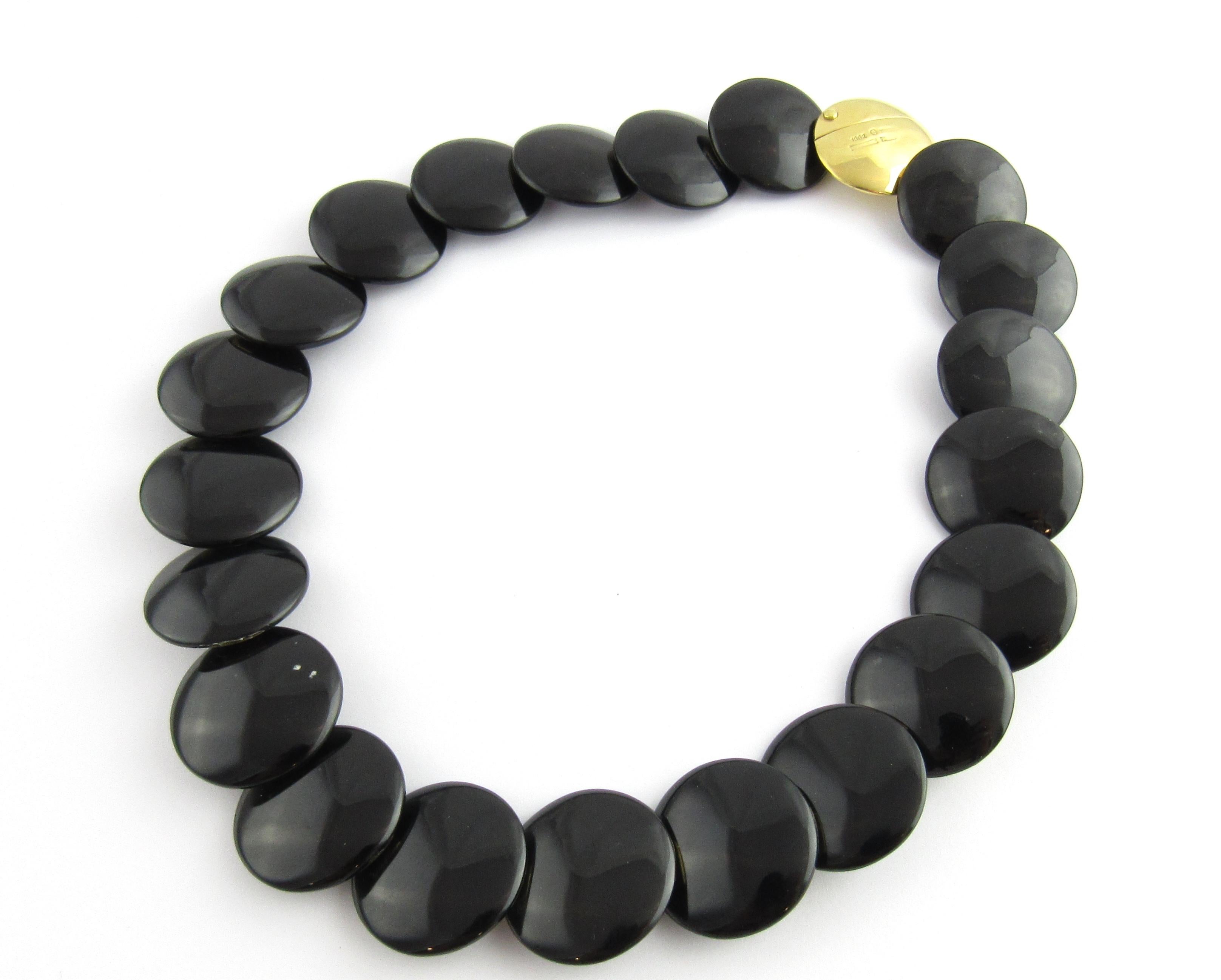 Women's or Men's Tiffany & Co. Angela Cummings 18 Karat Gold Black Onyx Lentil Disc Necklace