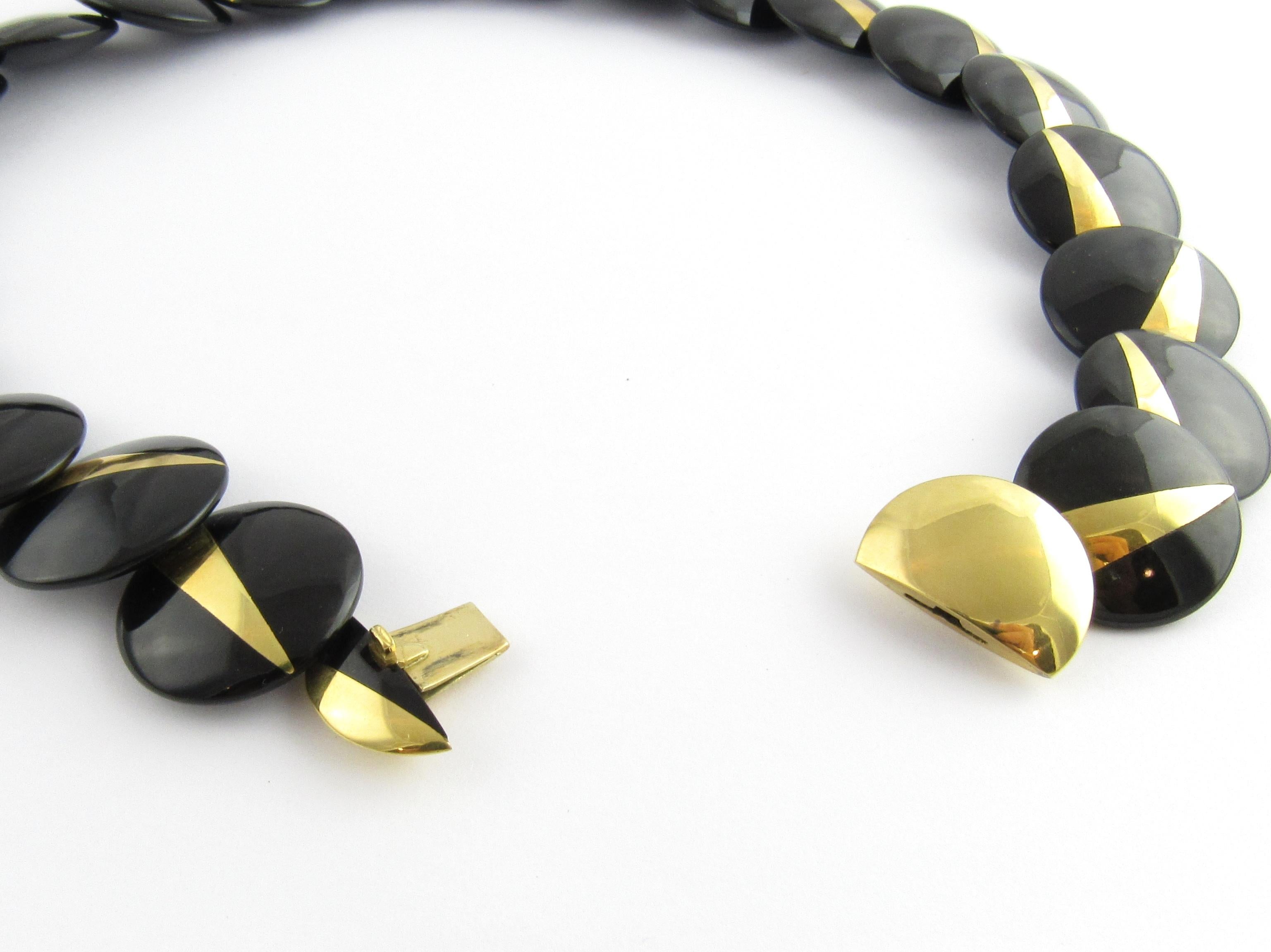 Tiffany & Co. Angela Cummings 18 Karat Gold Black Onyx Lentil Disc Necklace 2