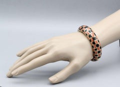 TIFFANY & CO. ANGELA CUMMINGS 18k Yellow Gold, Coral & Black Jade Inlay Bangle