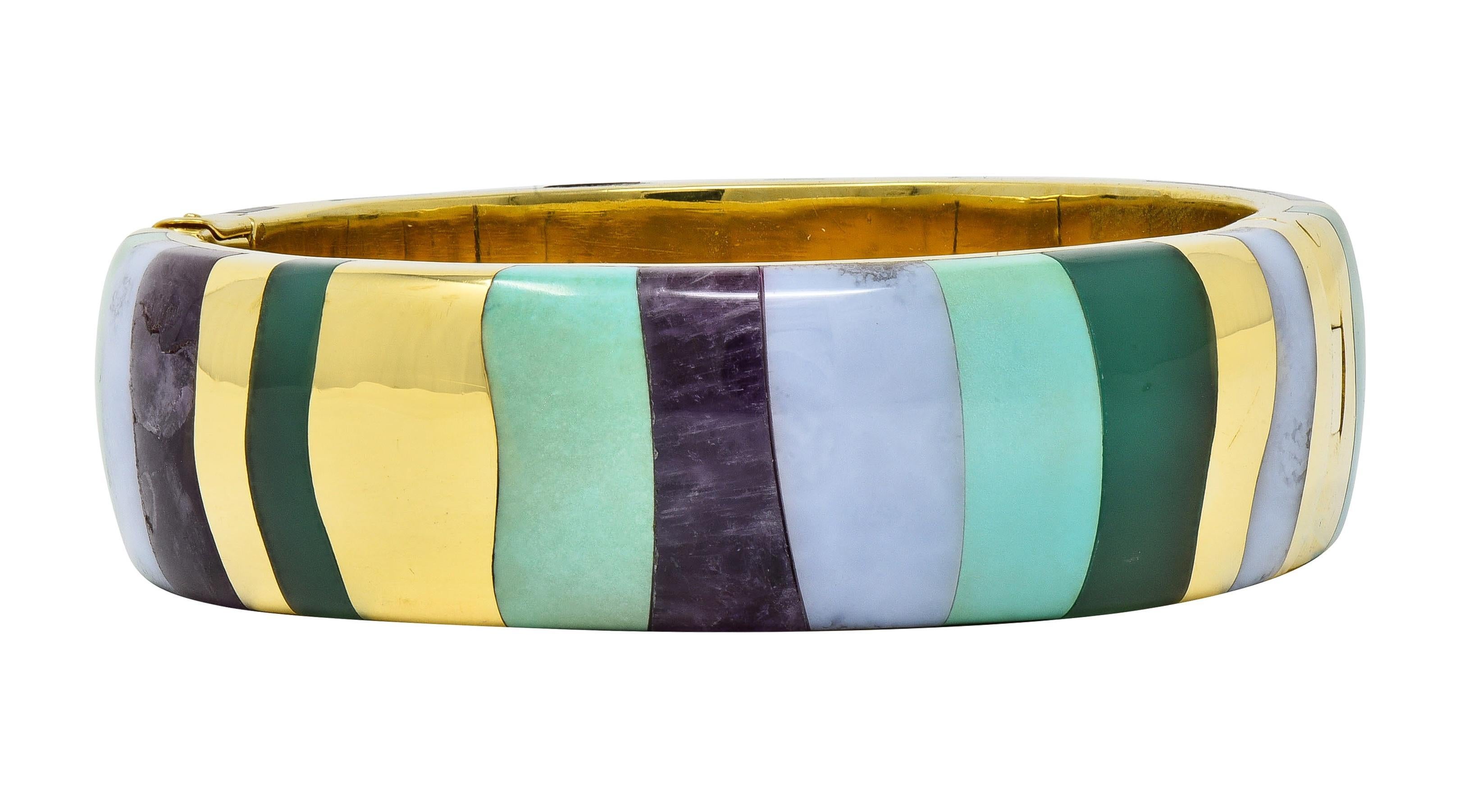 Tiffany & Co. Angela Cummings 1980's Multi-Gem 18K Gold Vintage Bangle Bracelet For Sale 4