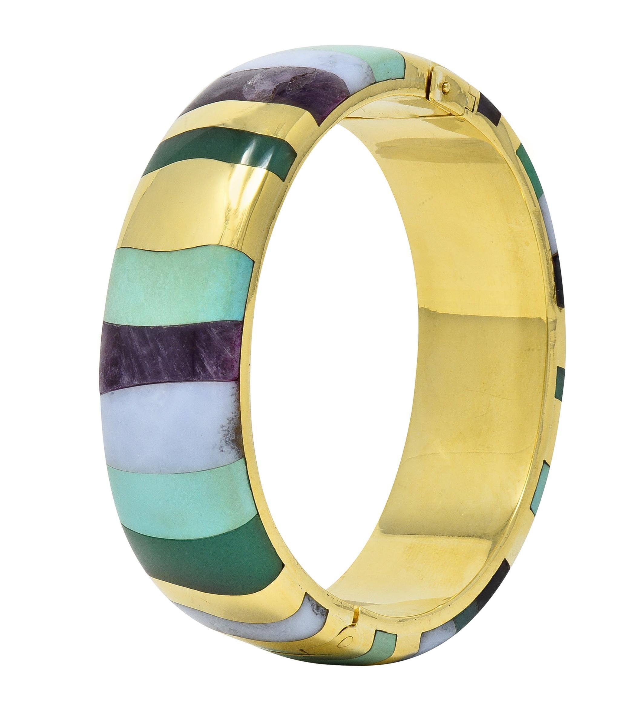 Tiffany & Co. Angela Cummings 1980's Multi-Gem 18K Gold Vintage Bangle Bracelet For Sale 5