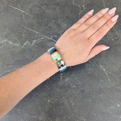 Tiffany & Co. Angela Cummings Pulsera brazalete vintage de oro de 18 quilates con múltiples piedras preciosas de los años 80