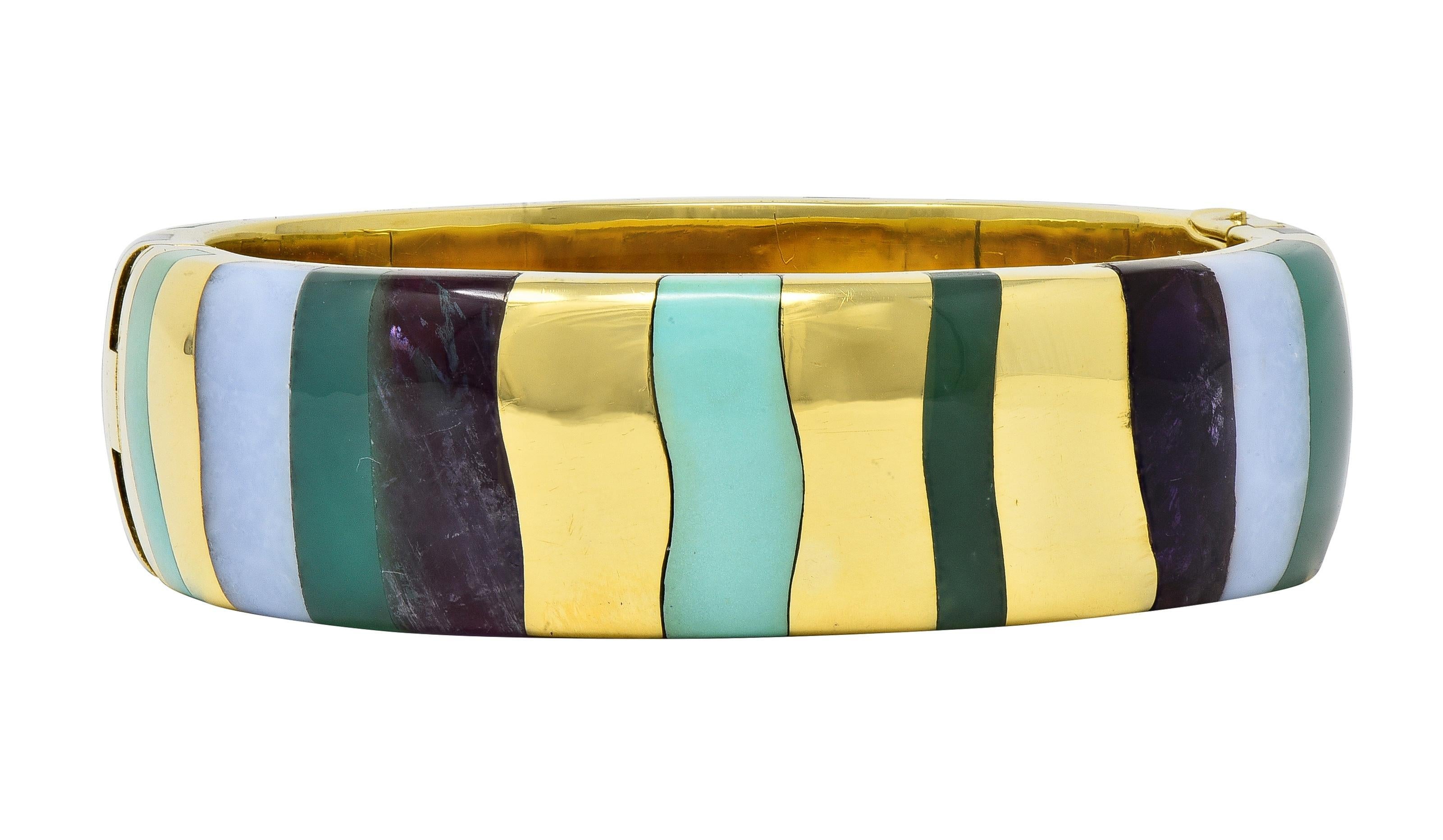 Mixed Cut Tiffany & Co. Angela Cummings 1980's Multi-Gem 18K Gold Vintage Bangle Bracelet For Sale