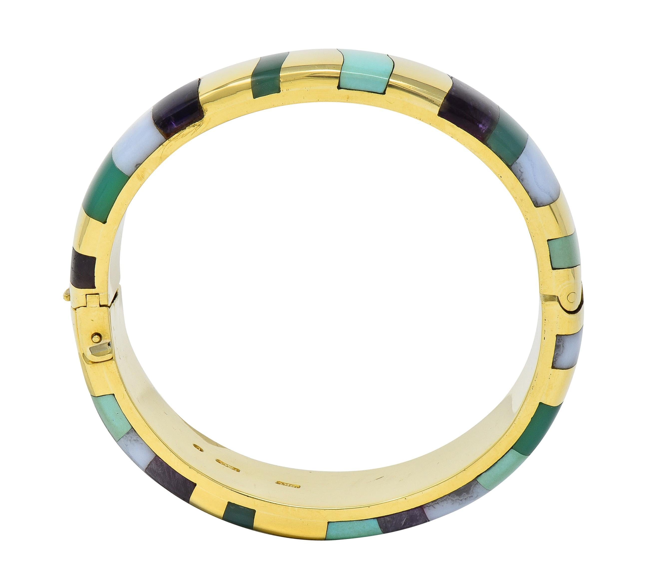 Women's or Men's Tiffany & Co. Angela Cummings 1980's Multi-Gem 18K Gold Vintage Bangle Bracelet For Sale