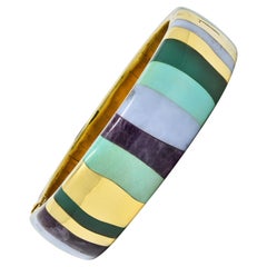 Tiffany & Co. Angela Cummings 1980's Multi-Gem 18K Gold Vintage Bangle Bracelet