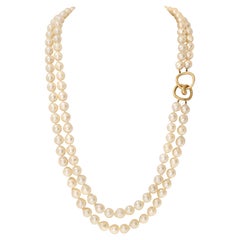 Tiffany & Co. Angela Cummings Baroque Akoya Pearls Necklace w/ Yellow Gold Clasp