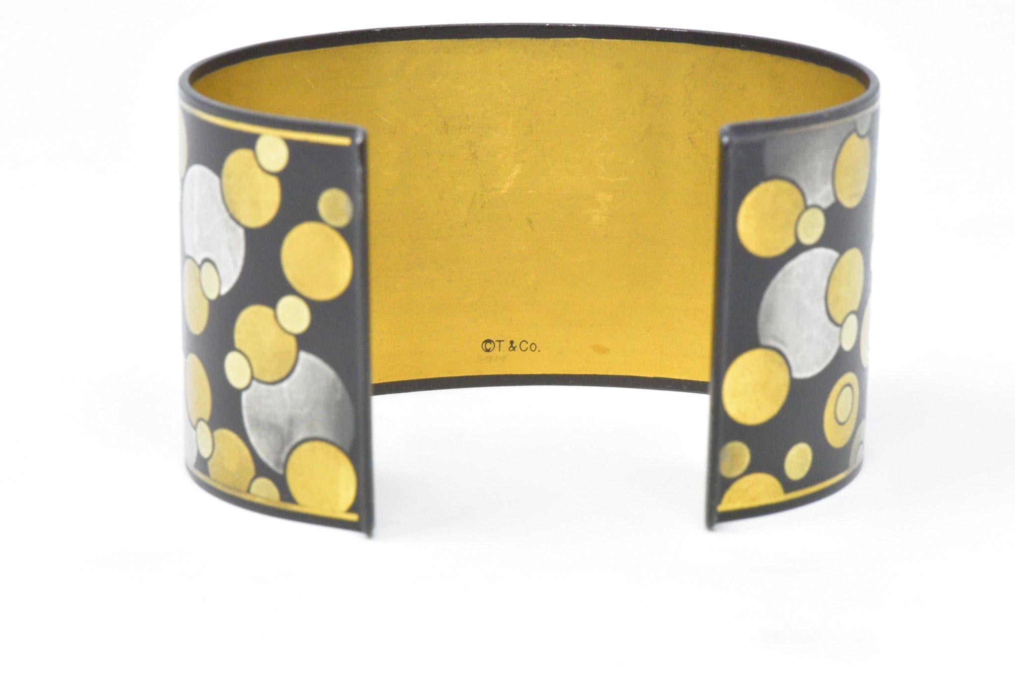 Modern Tiffany & Co. Angela Cummings Black Lacquer Iron 24 Karat Gold Cuff Bracelet