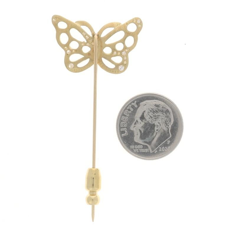Round Cut Tiffany & Co. Angela Cummings Butterfly Diamond Stickpin - Yellow Gold 18k .29ct For Sale