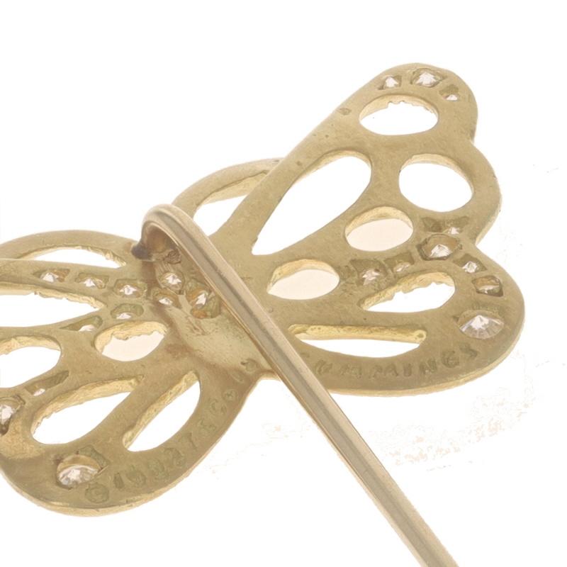Tiffany & Co. Angela Cummings Butterfly Diamond Stickpin - Yellow Gold 18k .29ct In Good Condition For Sale In Greensboro, NC