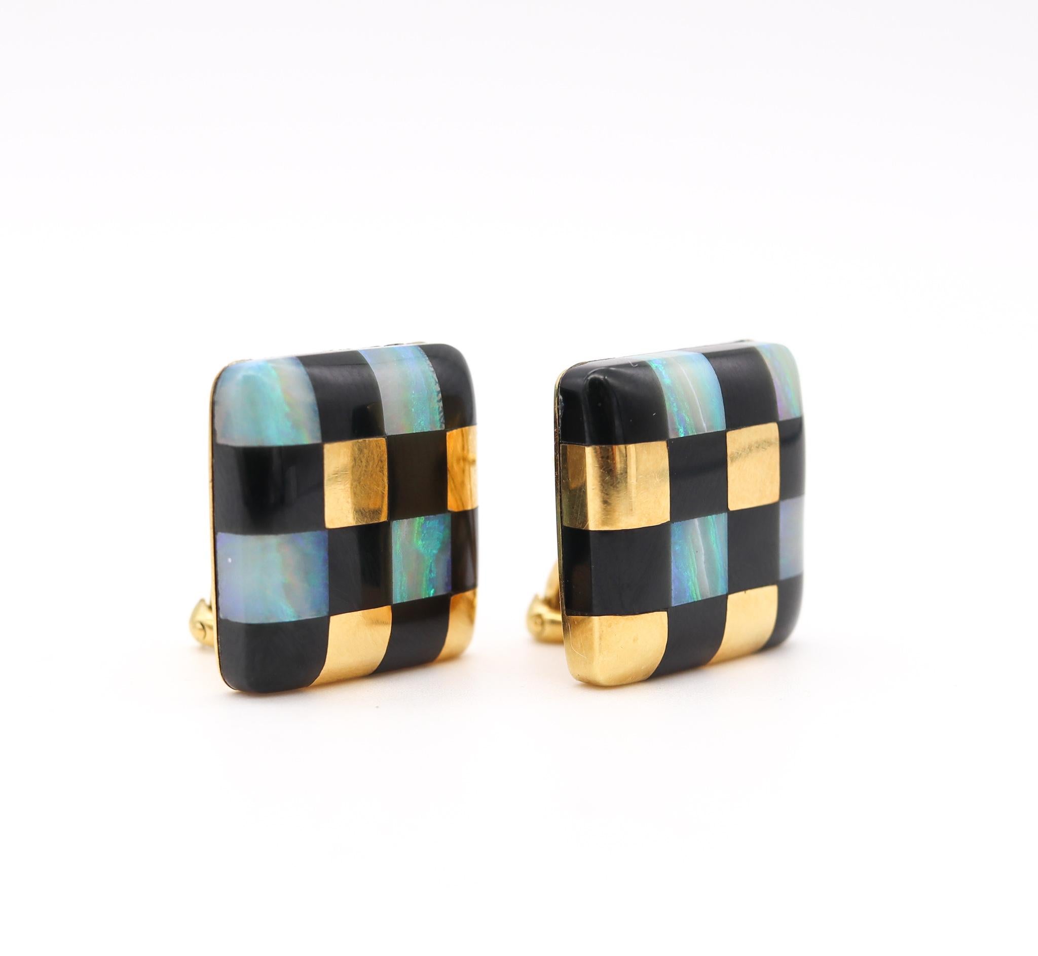 Women's Tiffany & Co Angela Cummings Checkerboard Earrings 18kt Gold with Black Jade