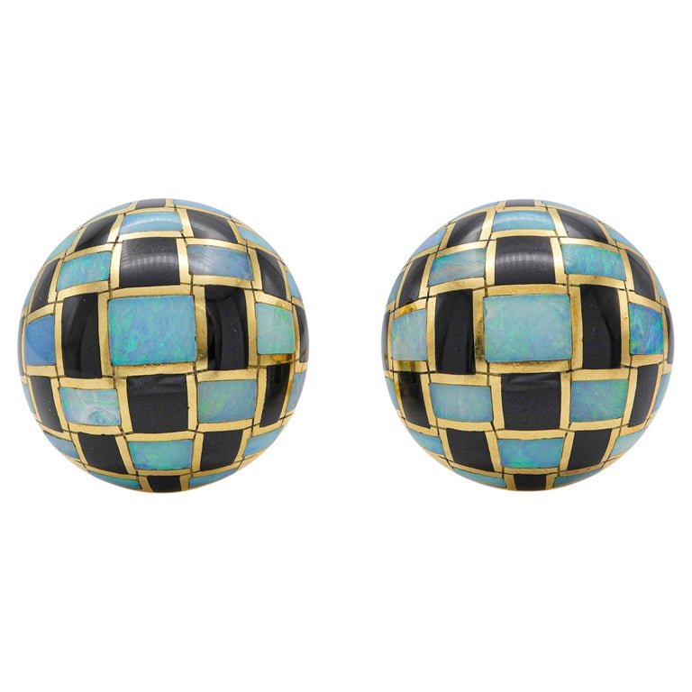 Checkerboard Acrylic Hoop Earrings - Trendy Plaid Statement Earrings In Black/White Or Orange/White