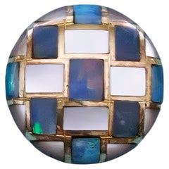 Tiffany & Co. Angela Cummings Checkerboard MOP & Opal Inlay 18k Gold Pendant