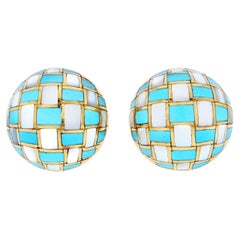 Tiffany & Co. Angela Cummings Checkerboard Mother of Pearl and Turquoise Earring