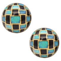 TIFFANY & CO. Angela Cummings Orecchini a clip in oro 18Kt, opale e giada nera