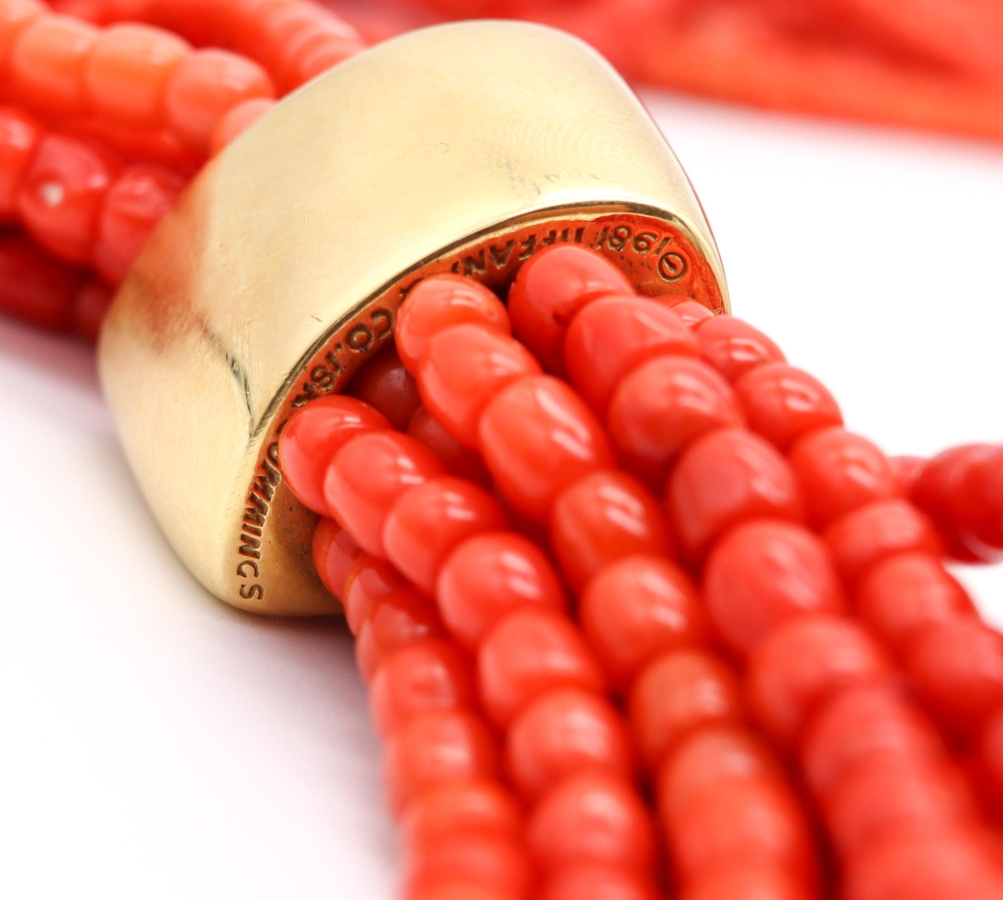 Modernist Tiffany & Co. Angela Cummings Coral Multi Strand Necklace Mounted in 18k Gold For Sale