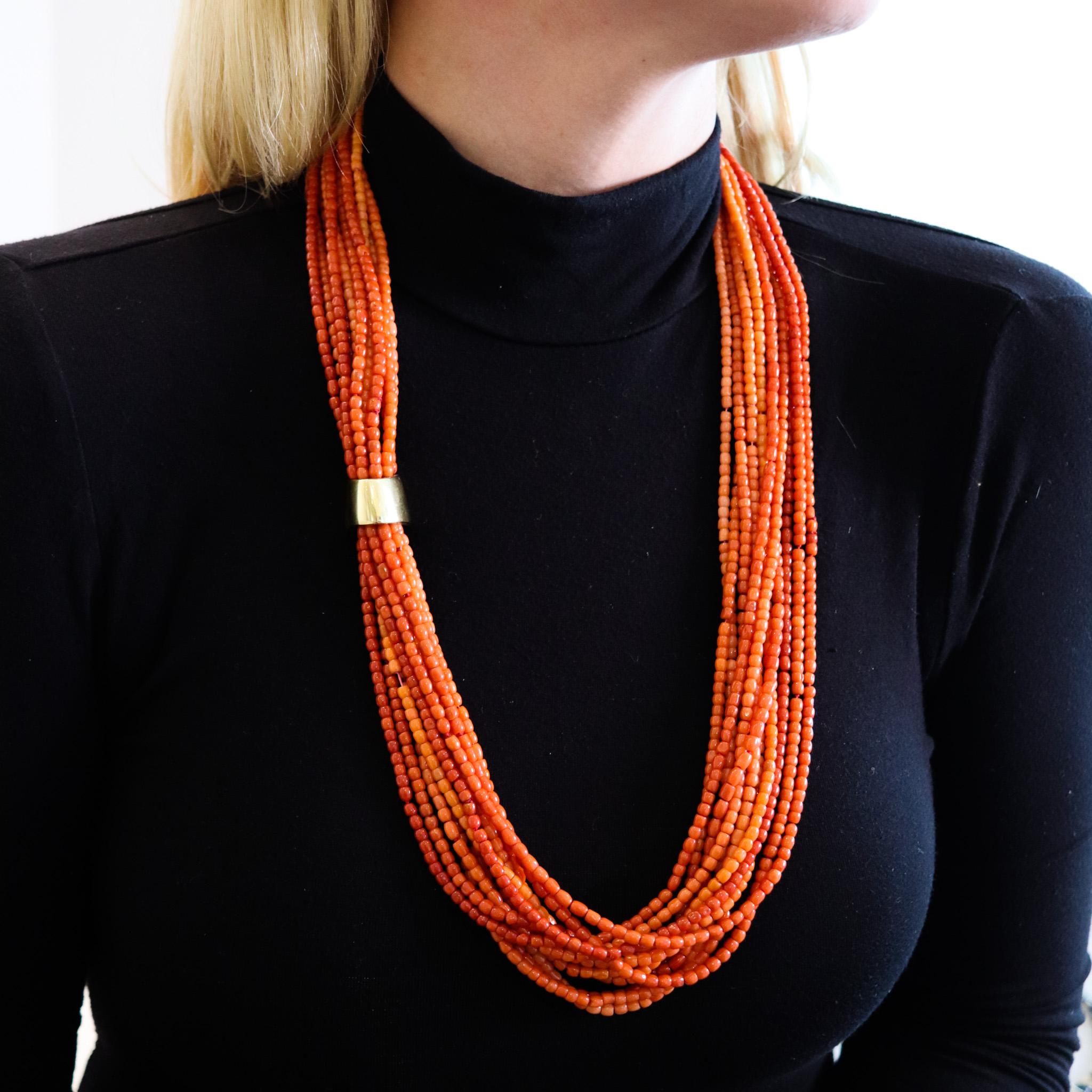 Women's Tiffany & Co. Angela Cummings Coral Multi Strand Necklace Mounted in 18k Gold For Sale