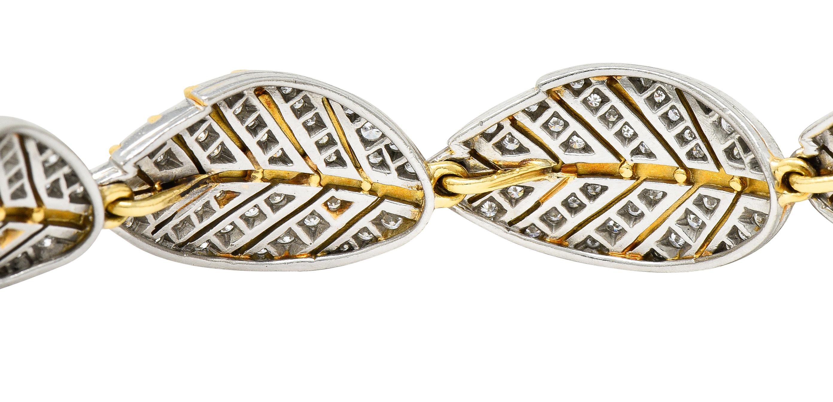 Tiffany & Co. Angela Cummings Diamond 18 Karat Gold Platinum Leaf Link Bracelet 2