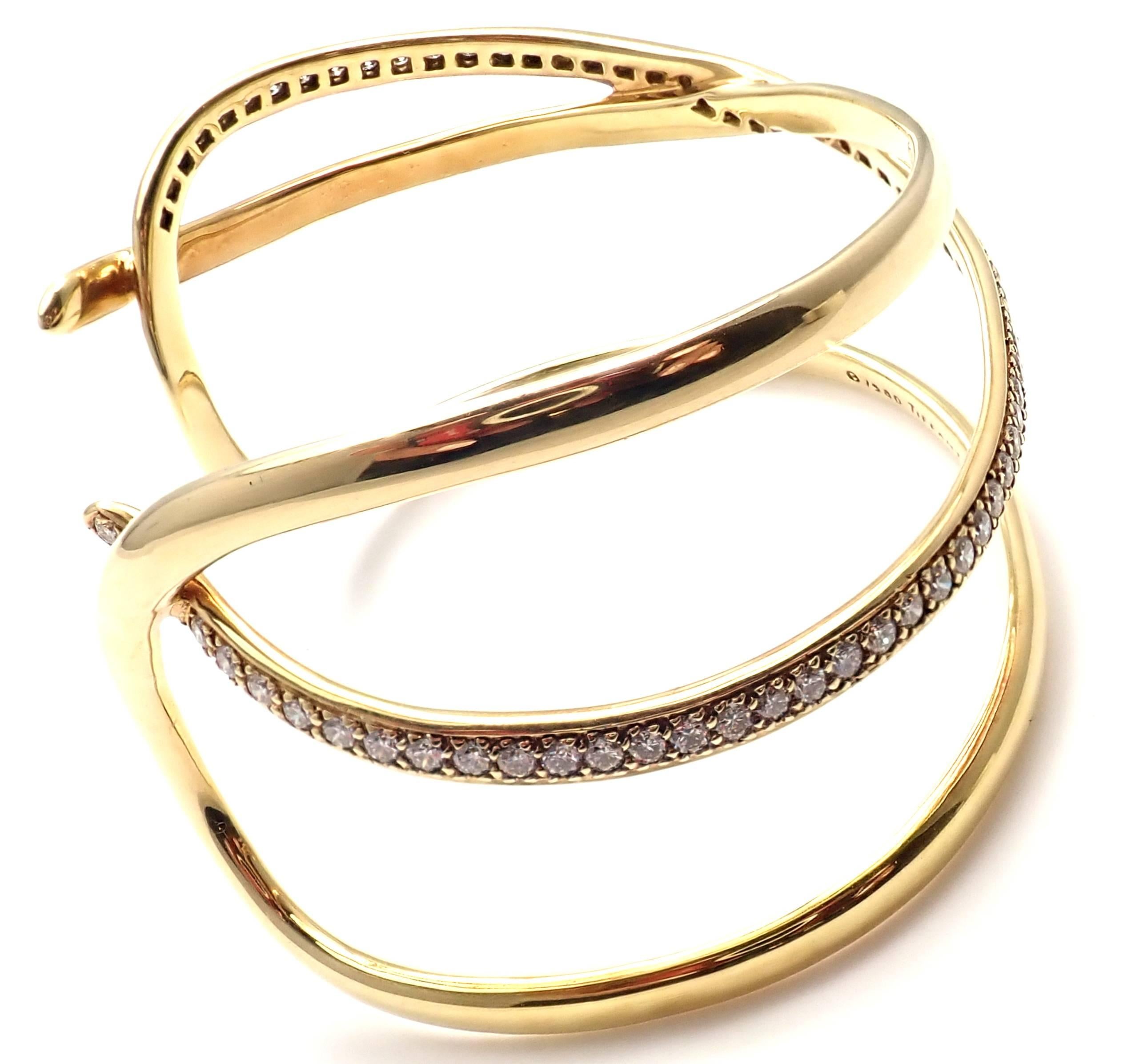 Women's or Men's Tiffany & Co. Angela Cummings Diamond Yellow Gold Bangle Bracelet, 1980