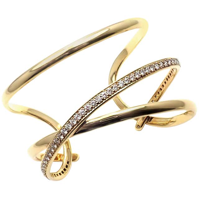 Tiffany and Co. Angela Cummings Diamond Yellow Gold Bangle Bracelet ...