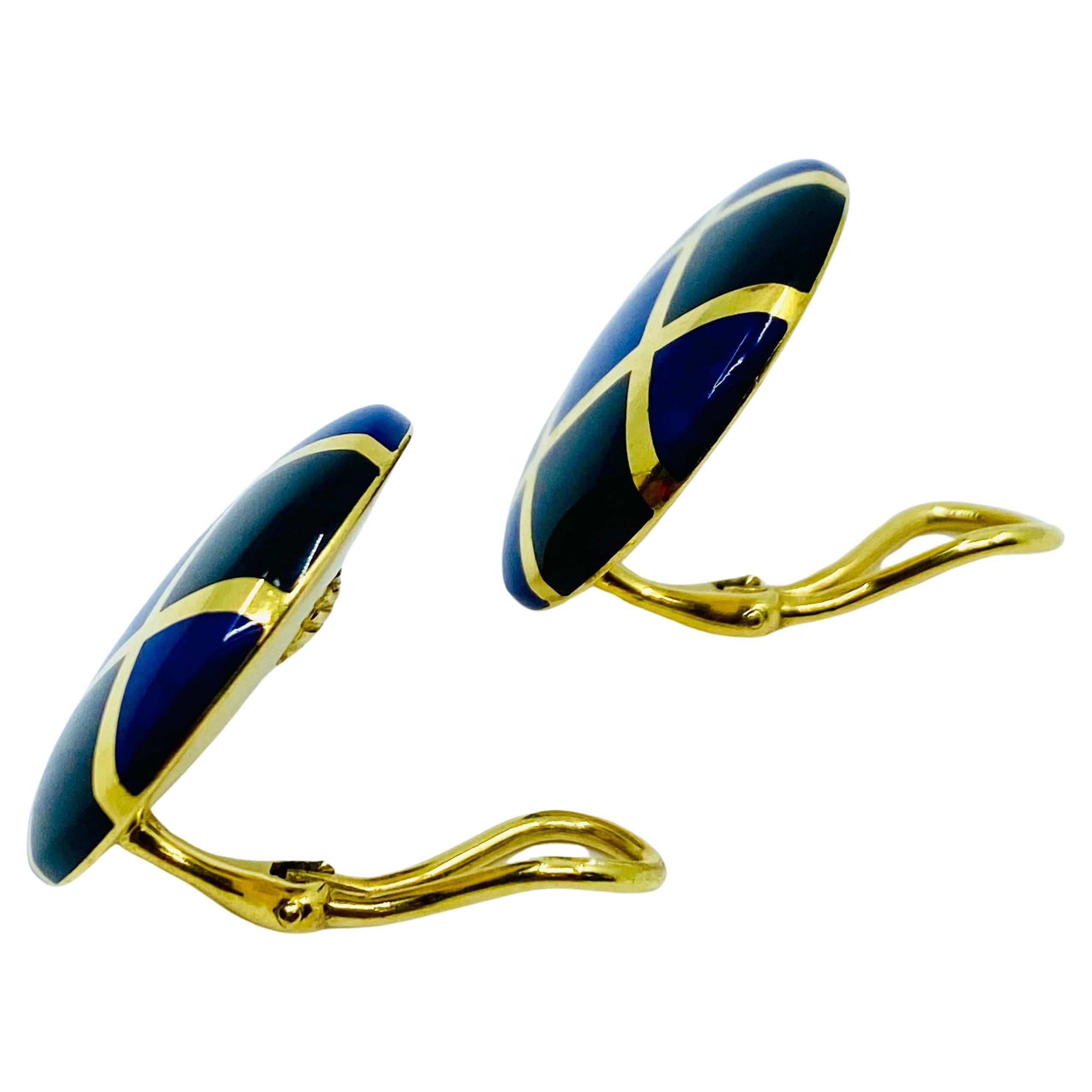Tiffany & Co. Angela Cummings Enamel Earrings 18k Gold In Excellent Condition For Sale In Beverly Hills, CA