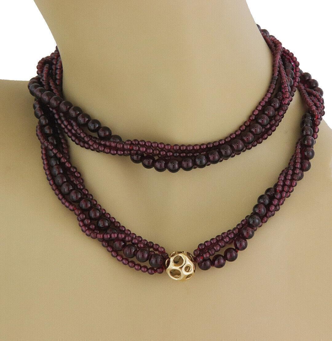 Tiffany & Co. Angela Cummings Garnet Beads Motif Long Necklace 31.5