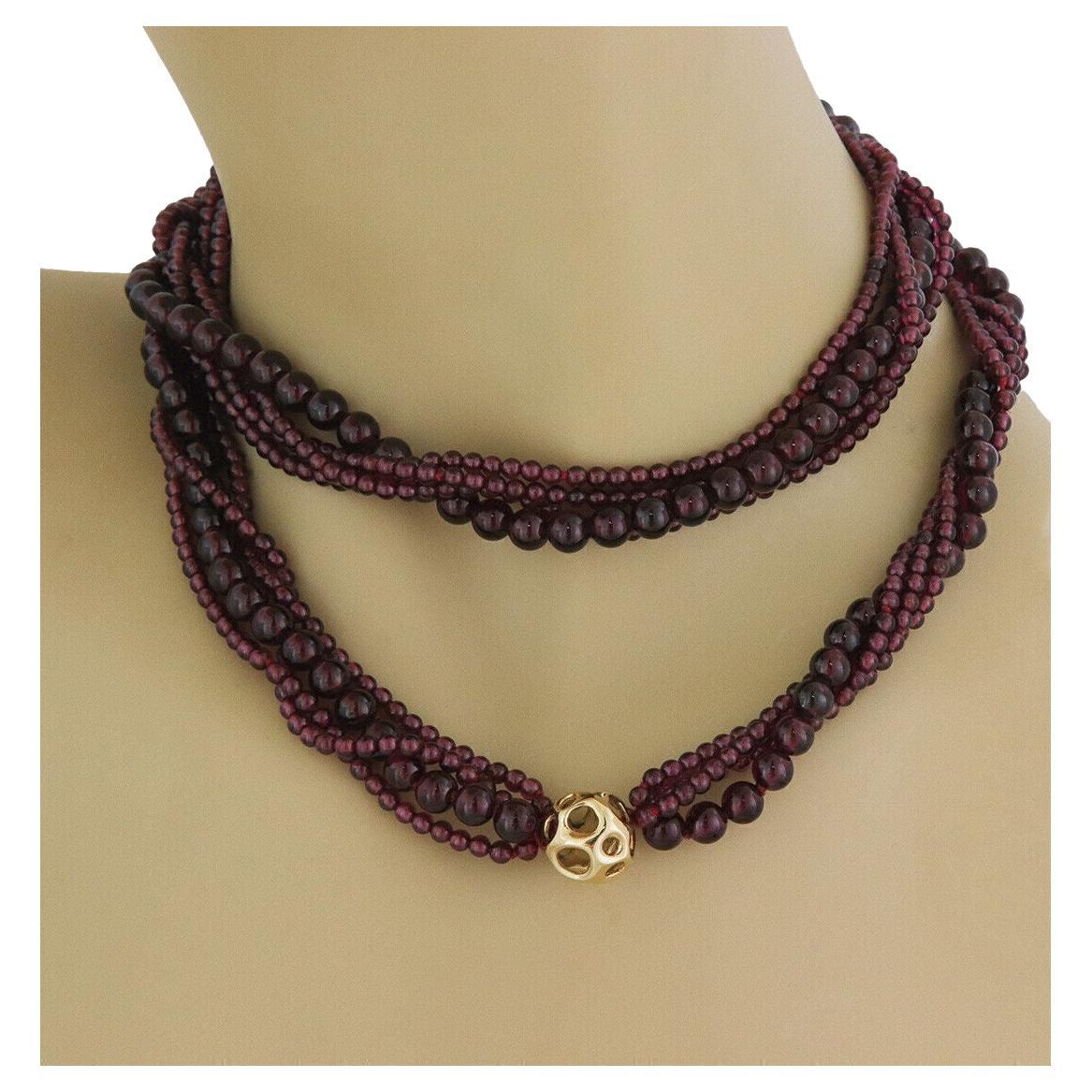 Tiffany & Co. Angela Cummings Garnet Beads Motif Long Necklace 31.5"