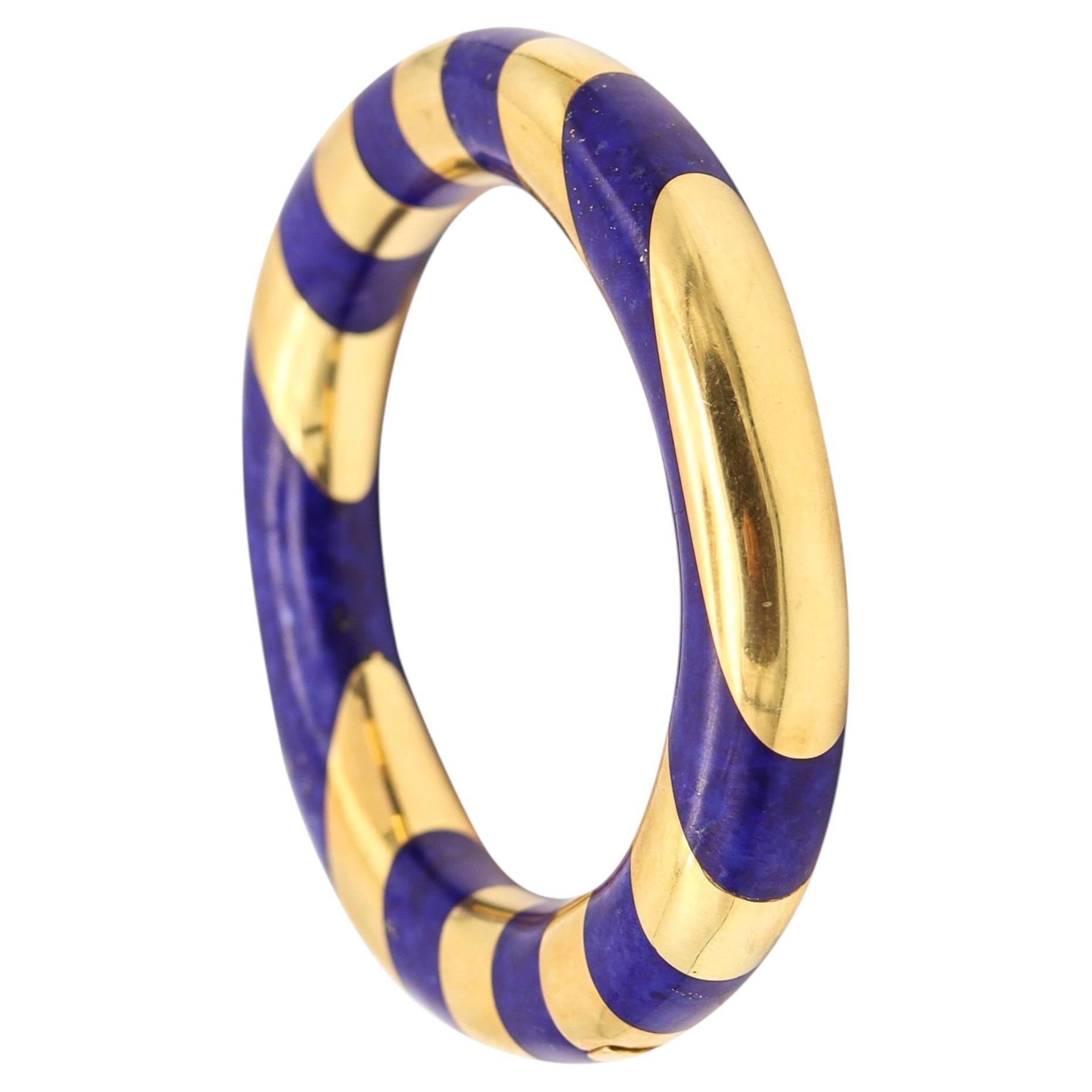 TIFFANY & CO. Angela Cummings Geometric Bangle Bracelet In 18Kt Gold & Lapis