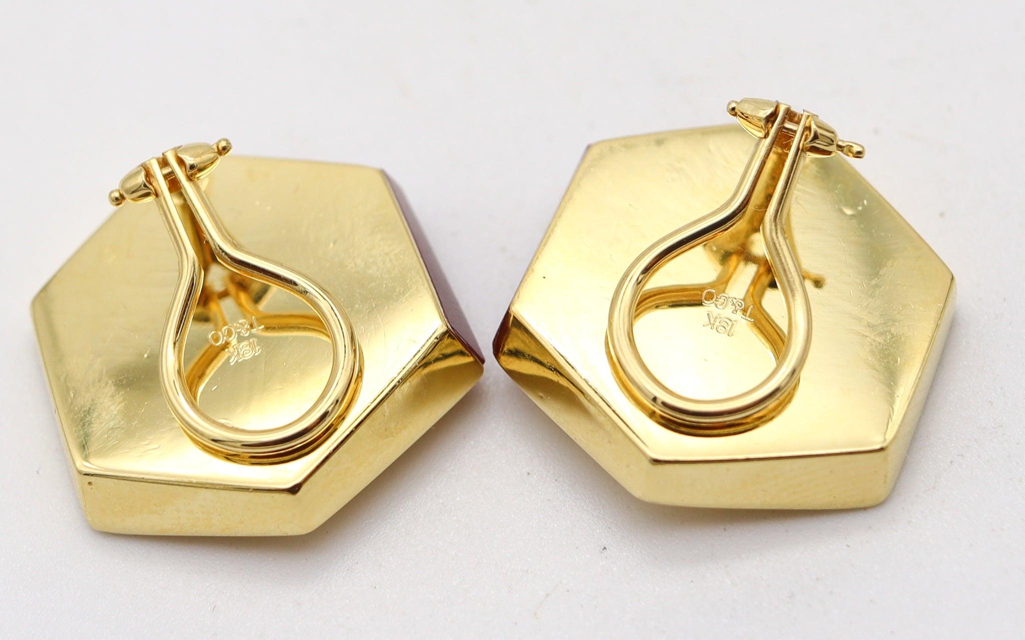 TIFFANY & Co. Angela Cummings Pendientes Geométricos De Oro De 18 Quilates Con Cornalinas Modernista en venta