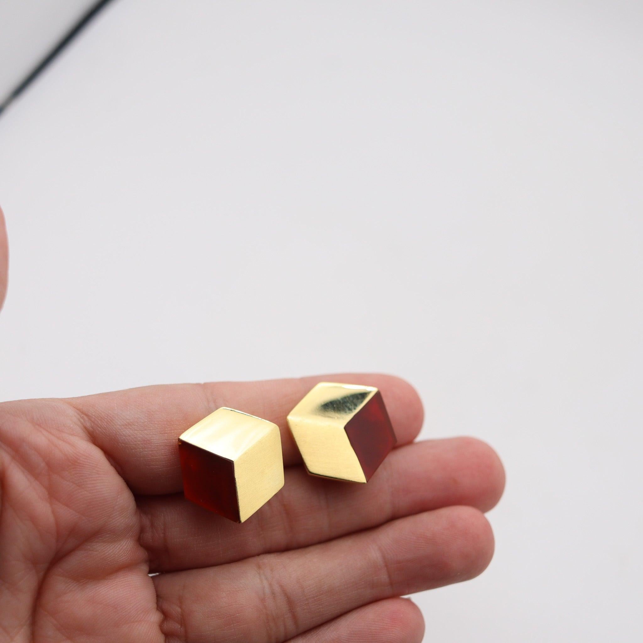 TIFFANY & Co. Angela Cummings Pendientes Geométricos De Oro De 18 Quilates Con Cornalinas Corte trapezoidal en venta