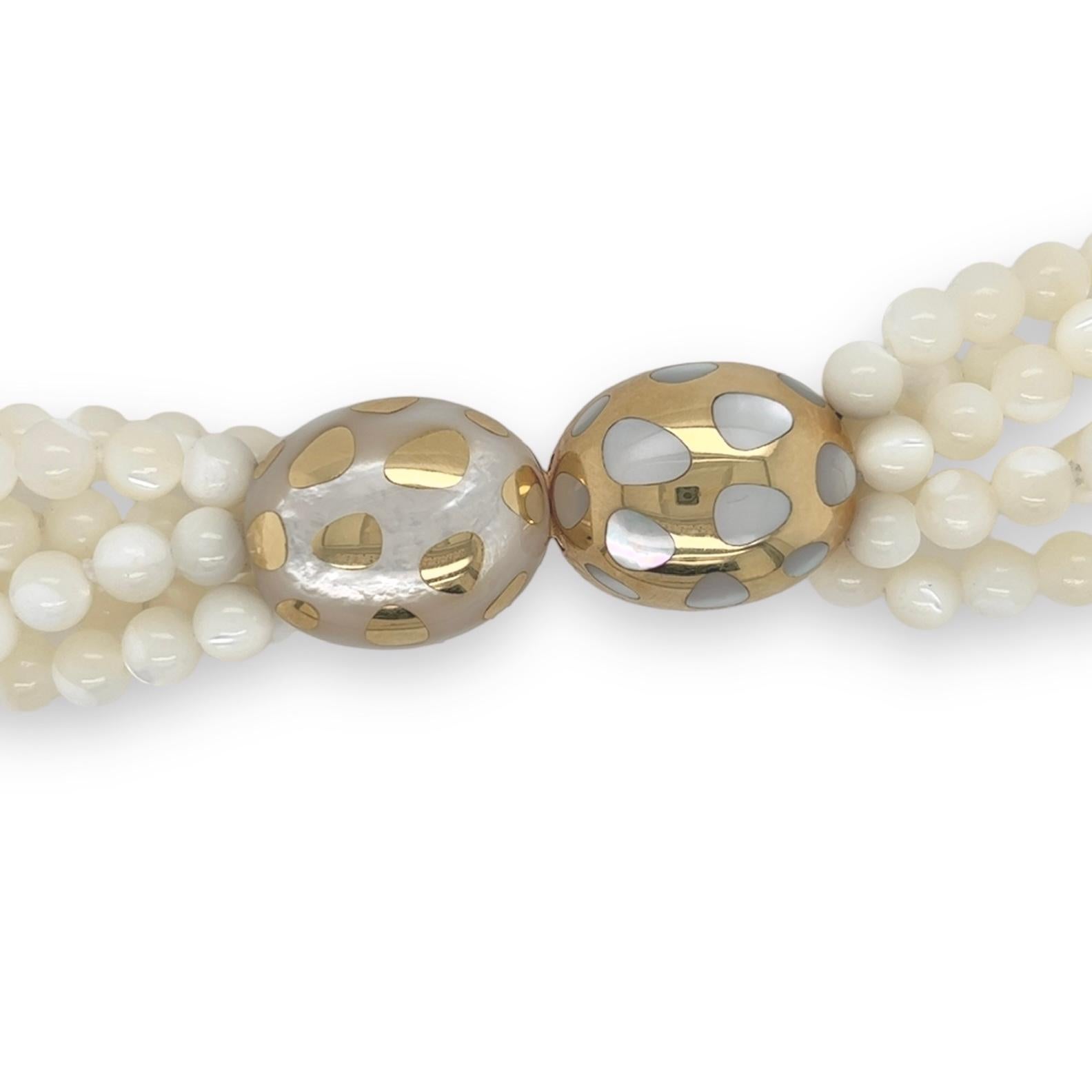 Round Cut TIFFANY & CO., ANGELA CUMMINGS Gold and Mother of Pearl Necklace